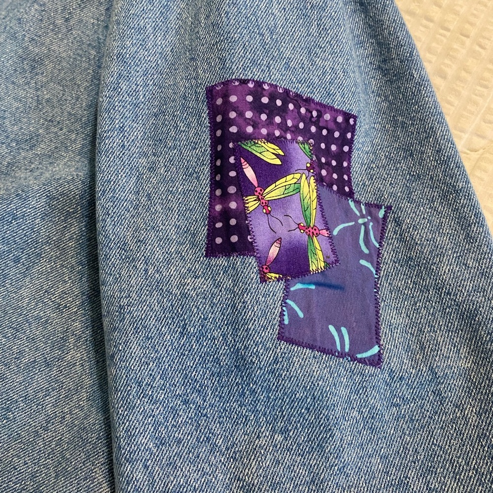 Vintage 90s Arrietty Patchwork Denim Medium Wash Blazer Jacket Womens Sz: Large - Picture 10 of 12